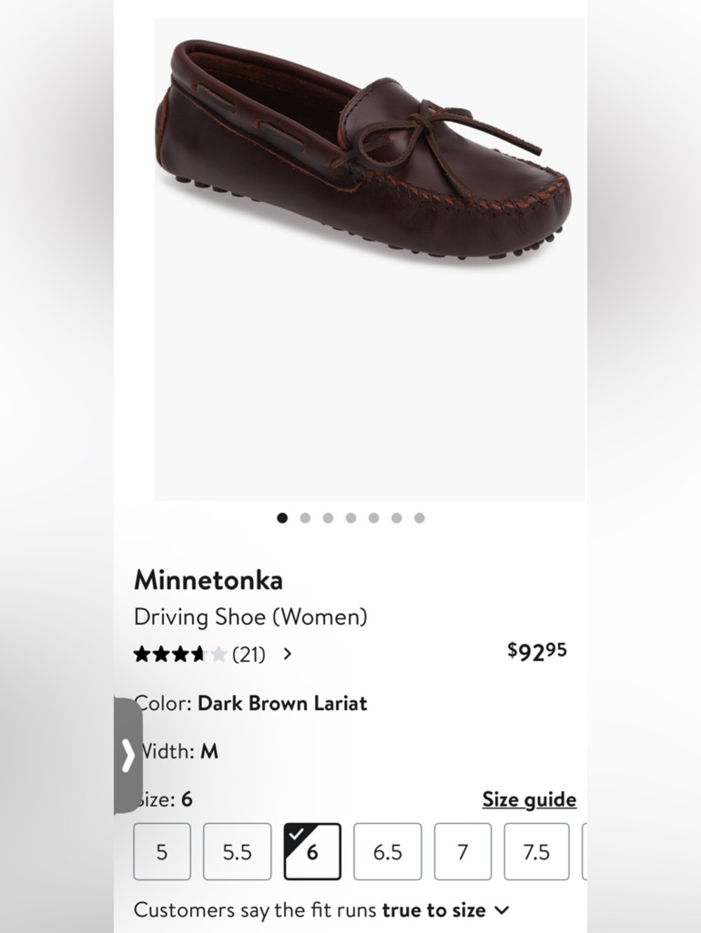 Minnetonka Dark Brown Lariat Moccasin Driving Shoe 6